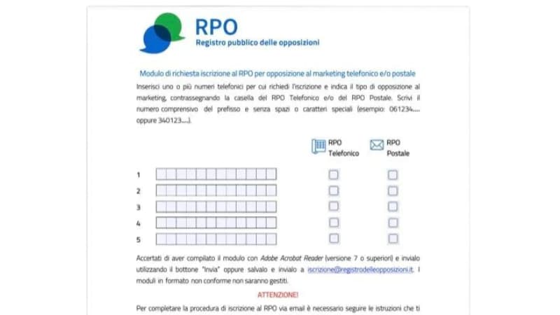 Iscrizione via Email