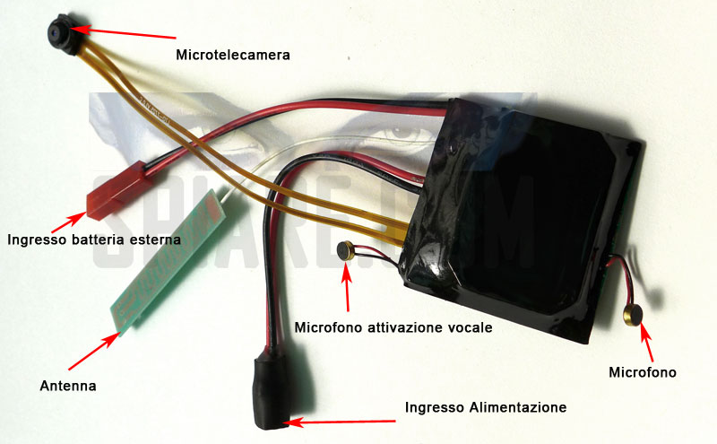 Microspia video audio microtelecamera per controllare in tempo reale su smartphone