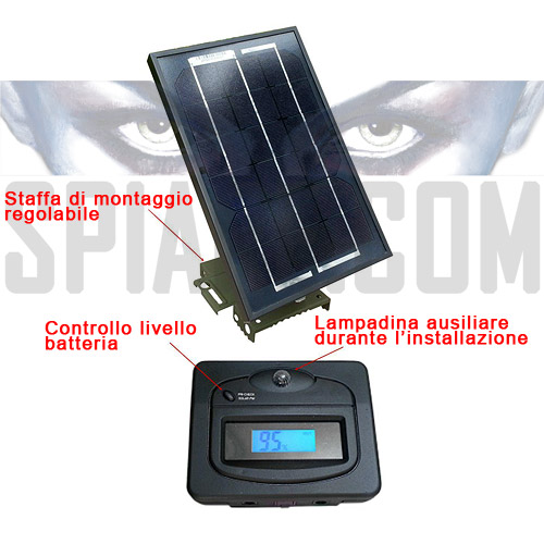 Pacco batteria fotovoltaico con Pannello Solare per alimentazione  Telecamera da Esterno Notturna
