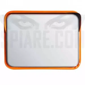 Specchio acciaio inox rettangolare sicurezza - Cornice catarifrangente arancione per sorveglianza anti-vandalo carceri e industrie.