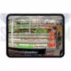 Specchio parabolico rettangolare sicurezza installato in supermercato - Visione grandangolare corridoi e scaffali per sorveglianza anti-taccheggio.