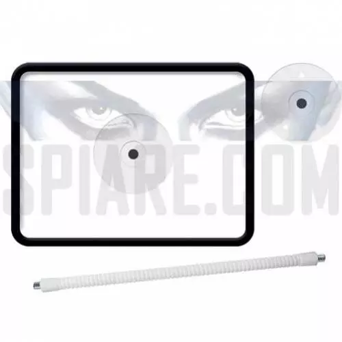 Specchio parabolico rettangolare con staffa montaggio - Kit completo con braccio flessibile per installazione a parete specchio sicurezza.