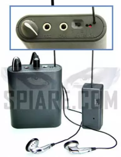 Kit microspia UHF per ascolto in diretta - Microspia ambientale, ricevitore a 2 canali e auricolari per monitoraggio audio.