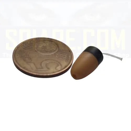 Micro auricolare invisibile di ricambio accanto a moneta - Dimensioni reali 3x5x7mm compatibile con kit PLM-MICRO-AURIC-GSM.