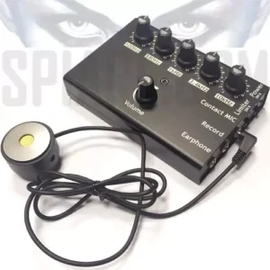 Microfono da muro professionale con equalizzatore a 5 bande - Amplificatore con manopole di regolazione e sonda a contatto.