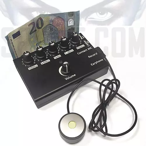 Microfono da muro professionale con equalizzatore - Amplificatore con manopole di controllo e sonda a contatto.