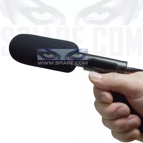 Microfono direzionale per registratori tenuto in mano - Design a tubo per captazione audio fino a 20 metri di distanza.
