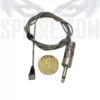 Mini microfono spia antirumore per registratori con cavo e connettore jack 3,5mm - Confronto dimensioni con moneta per scala reale.