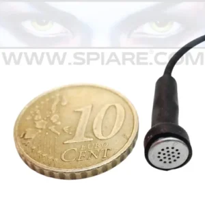 Mini microfono spia per registratori vocali accanto a moneta da 10 centesimi - Dimensioni ultra ridotte (0,6mm diametro) per occultamento invisibile e professionale