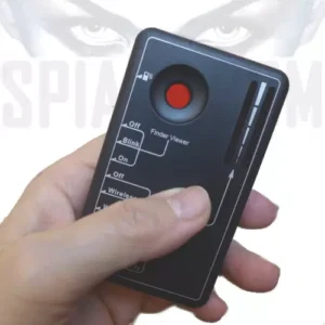 Rilevatore di telecamere nascoste portatile in mano - Dispositivo compatto con mirino ottico rosso e antenna RF per rilevamento lenti e microspie.