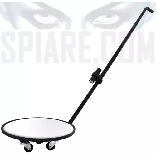Specchio ispezione veicolare carrellato con led - Specchio 30cm con ruote e asta telescopica per controllo sottoscocca veicoli.
