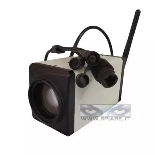 Telecamera con zoom a lunga distanza con antenna Wi-Fi e connettori cablati impermeabili per videosorveglianza da remoto
