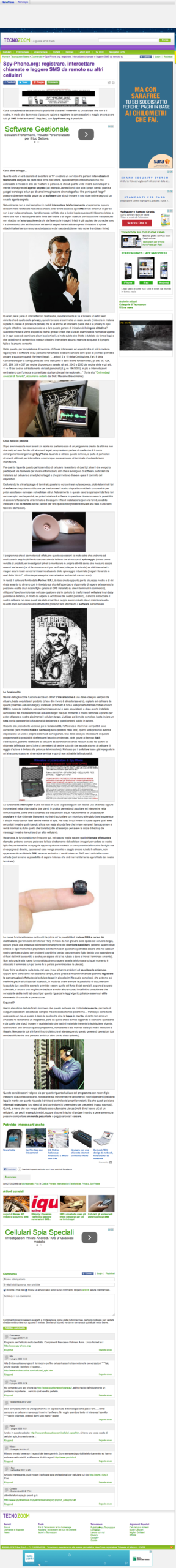 Articolo Technozoom su Spy Phone.org, 2009
