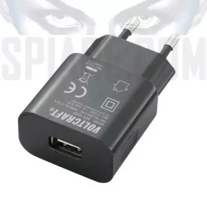 Alimentatore USB universale da muro - Caricabatterie nero 5V 1A per microspie e registratori spia.