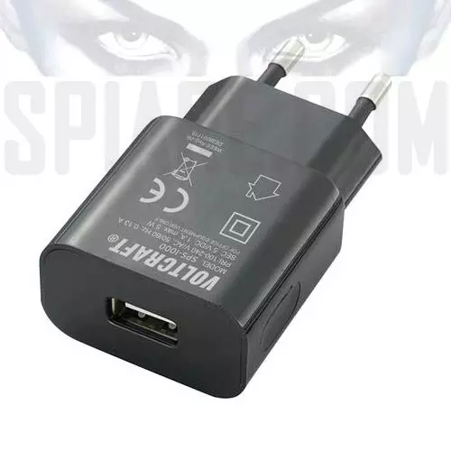 Alimentatore USB universale da muro - Caricabatterie nero 5V 1A per microspie e registratori spia.