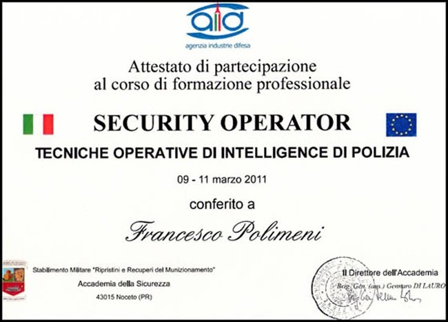 Attestato di formazione ICA - Francesco Polimeni 6