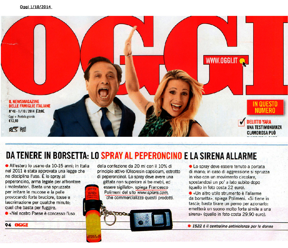 Intervista Francesco Polimeni per il settimanale OGGI, 2014