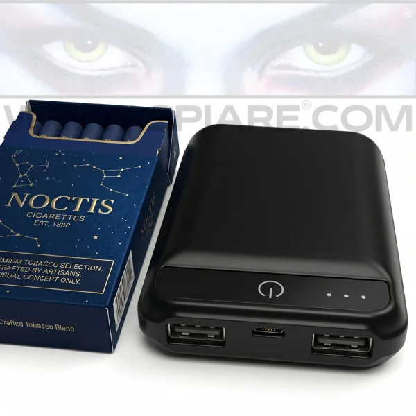 Mini power bank 10000 mAh tascabile con porte USB e USB-C a confronto dimensionale