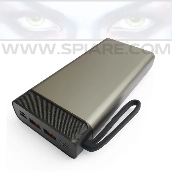Power bank 20000 mAh PD 3.0 grigio-nero con 3 uscite (USB-C e 2 USB-A) e indicatore LED di carica