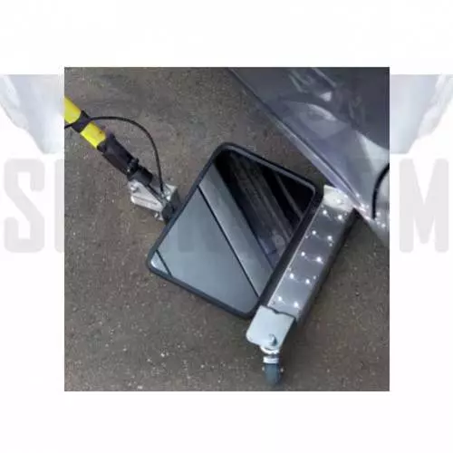 Specchio controllo veicoli acciaio carrellato - Asta fibra di vetro e 10 LED per ispezioni sottoscocca.