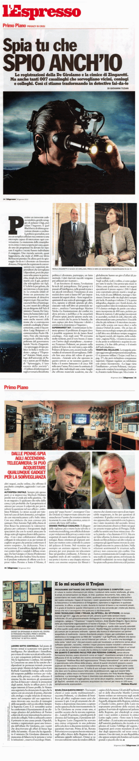 Intervista Francesco Polimeni per L'Espresso, 2014